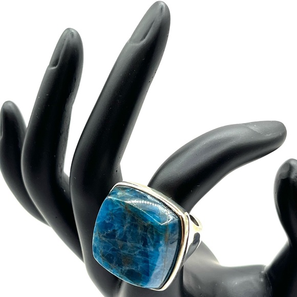 JTV Ring Blue Apatite Gemstone Rhodium Plated Sterling Silver Ring - Size 6 - Picture 13 of 15